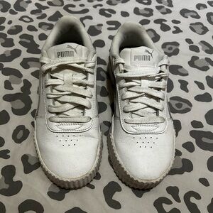 Puma Carina Silver/White Leather Sneakers